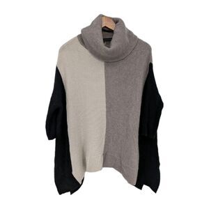 360 Cashmere sweater women's Small Cowlneck Colorblock Minimalist Black White